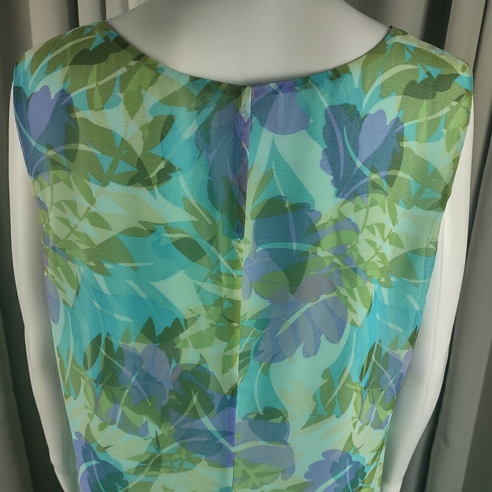 Villager Liz Claiborne Floral Maxi Dress Sleeveless V-Neck Size 14 Green, Blue - Picture 7 of 11